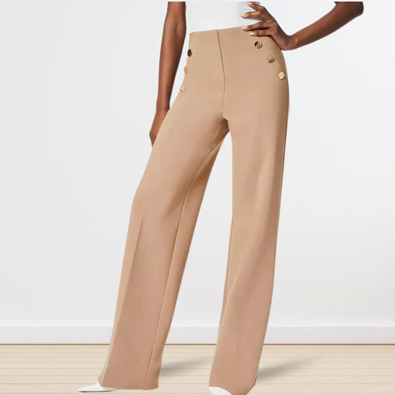 🔥Sista dagen 49% RABATT🔥Hög Elastisk Knapp Med Breda Ben Slimbyxor Leggings/High Elastic Button Wide Leg Slim Pants Leggings