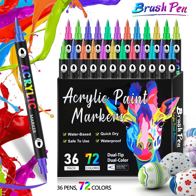 Dual Tip Acrylic Paint Pen Marker - 24/48/72 Colours